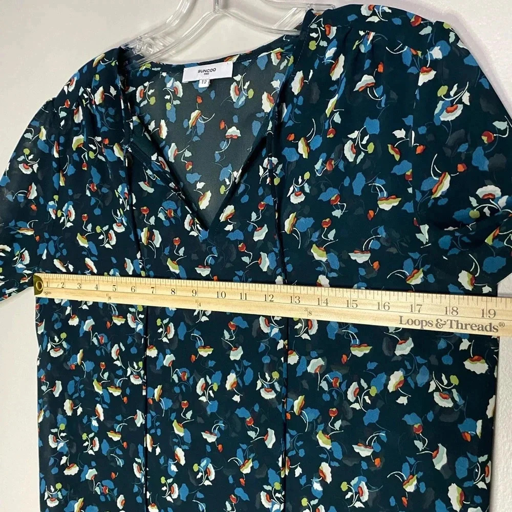 Suncoo Paris Lucille tunic top blouse navy‎ blue floral size T2 or medium - Picture 6 of 9
